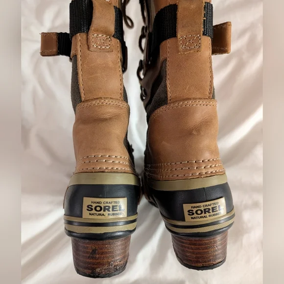 Sorel Conquest Carly Two-Tone Lace-Up Waterproof Tall Military Style Duck Boots - Picture 9 of 15